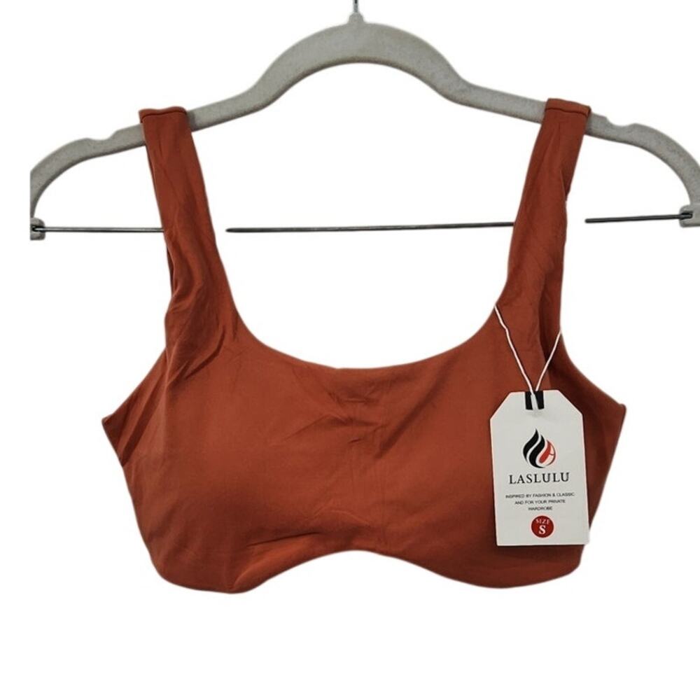 New NWT Laslulu Padded Sports Bra‎ Burnt Orange Size Small